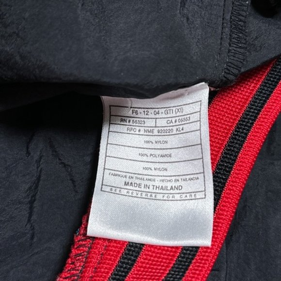 Vintage 90s Nike Nylon Swoosh V Neck Pullover Jacket Black Red Mens Large - Picture 4 of 6